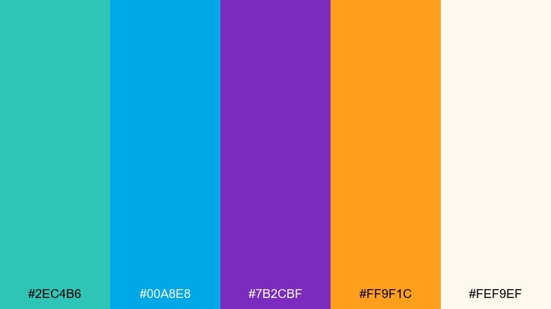 retro pool party color palette with hex codes