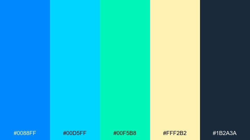 retro pool tile electric blue color palette with hex codes