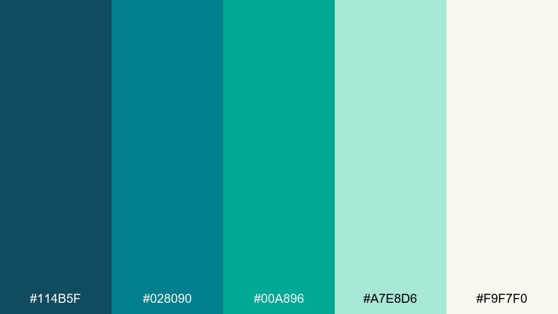 retro pool tile teal blue green color palette with hex codes