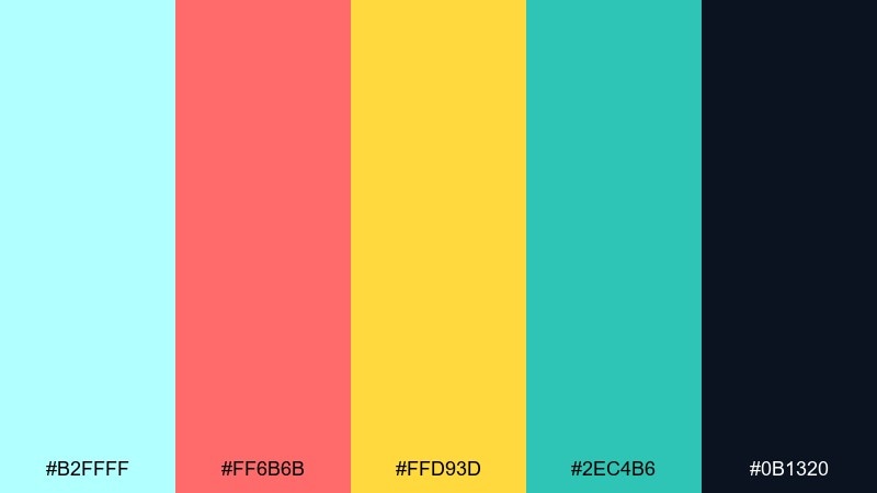 retro poolside celeste color palette with hex codes