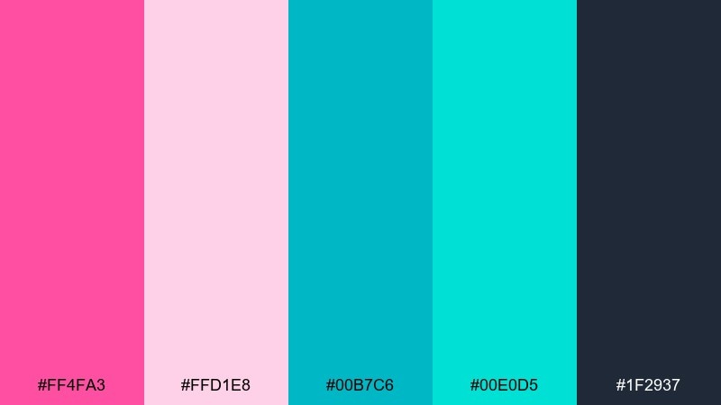retro poolside pop color palette with hex codes