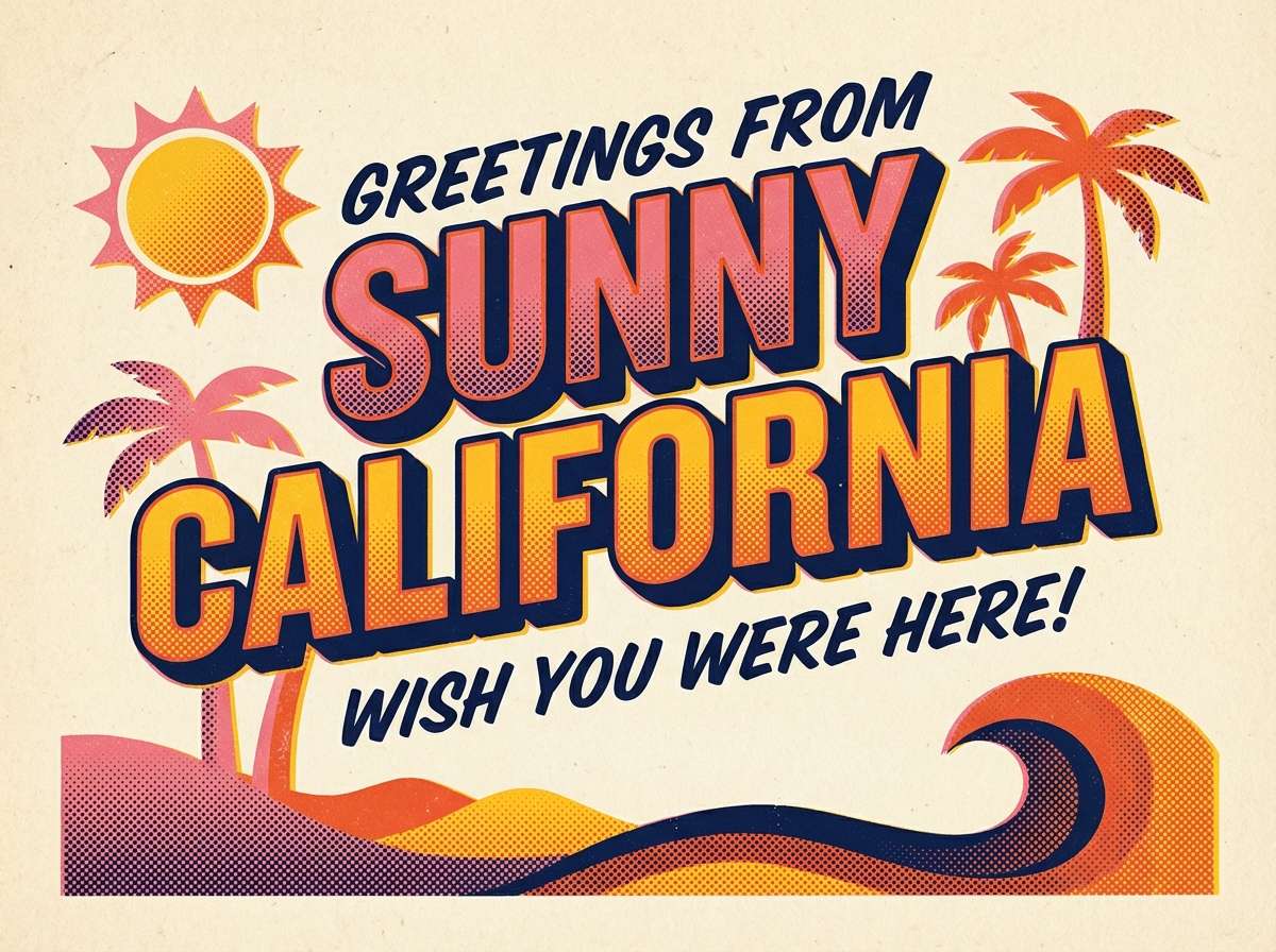 retro postcard graphic design