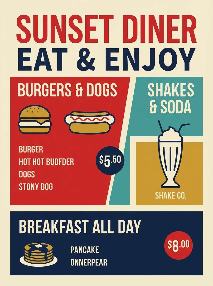 retro diner menu poster