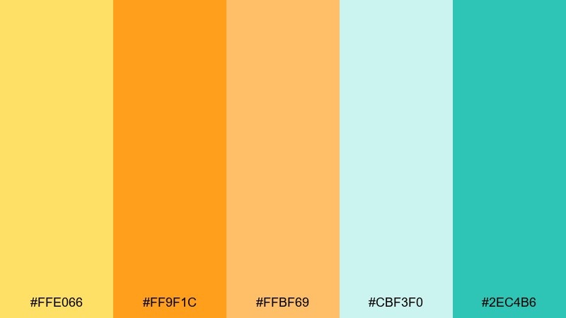 retro sorbet lemon color palette with hex codes