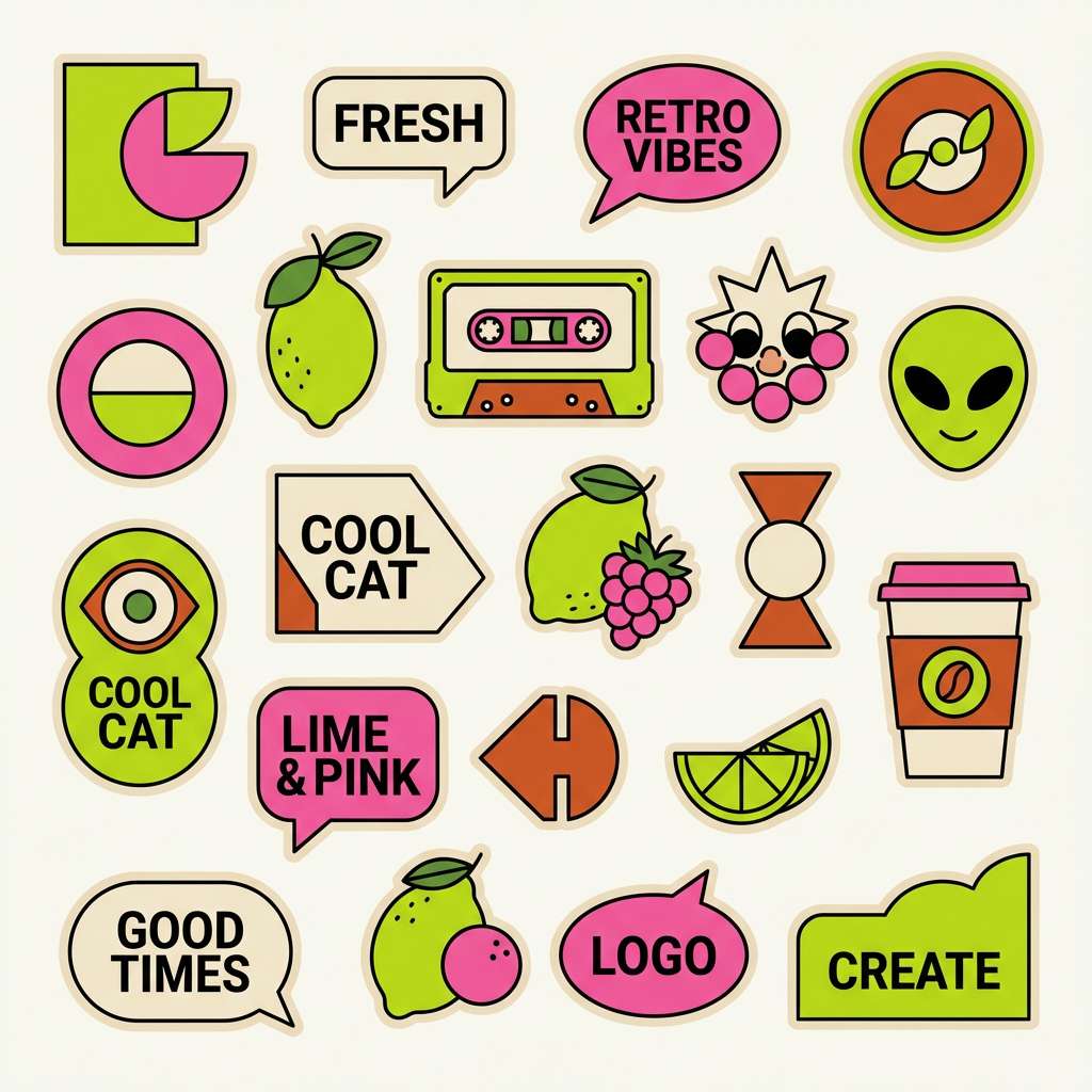 retro lime sticker design