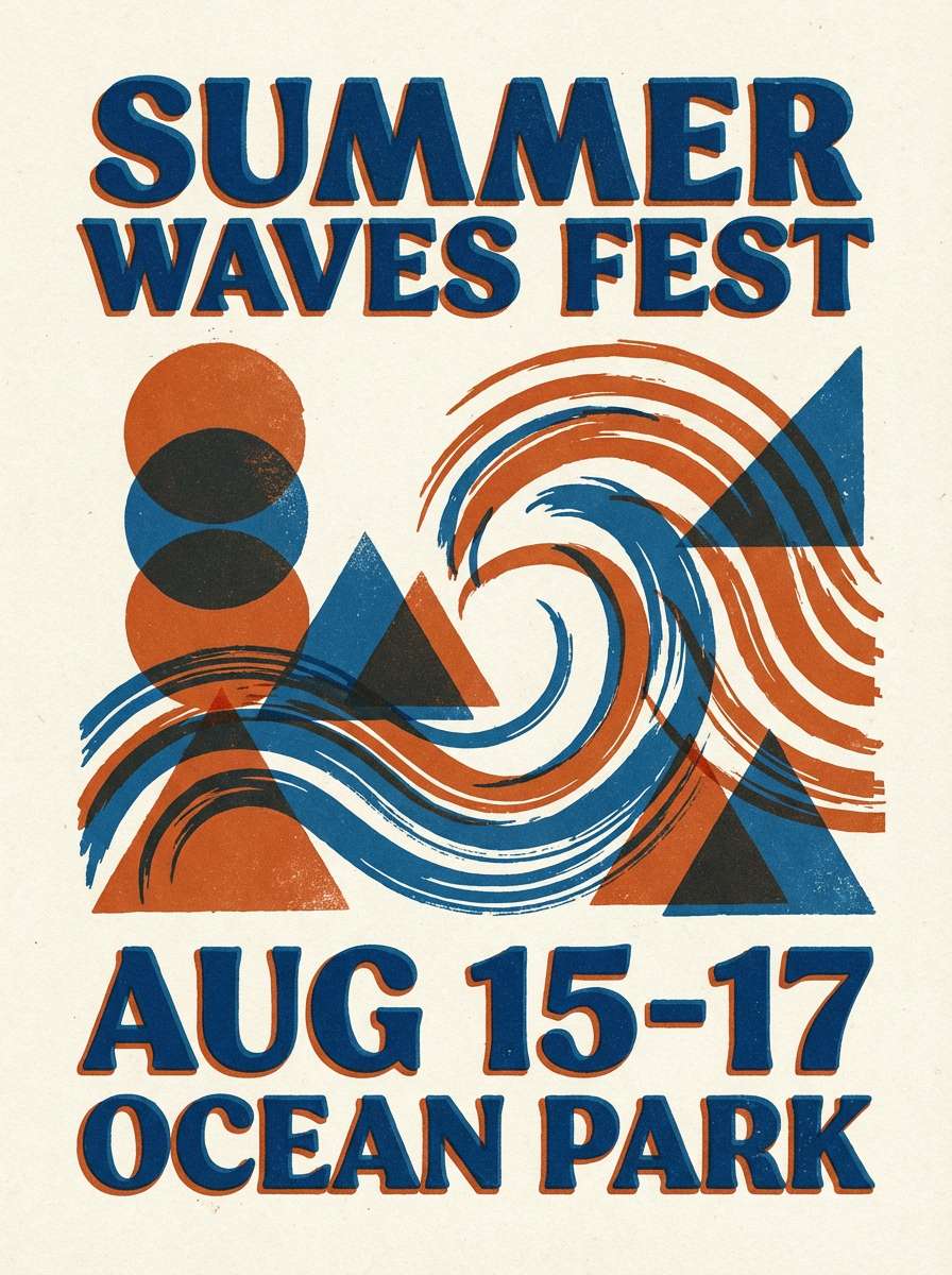 retro poster orange blue