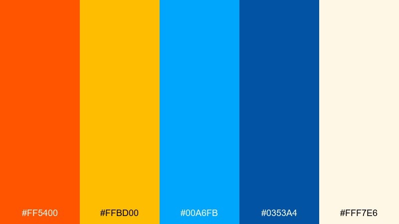 retro surf poster orange cyan color palette with hex codes