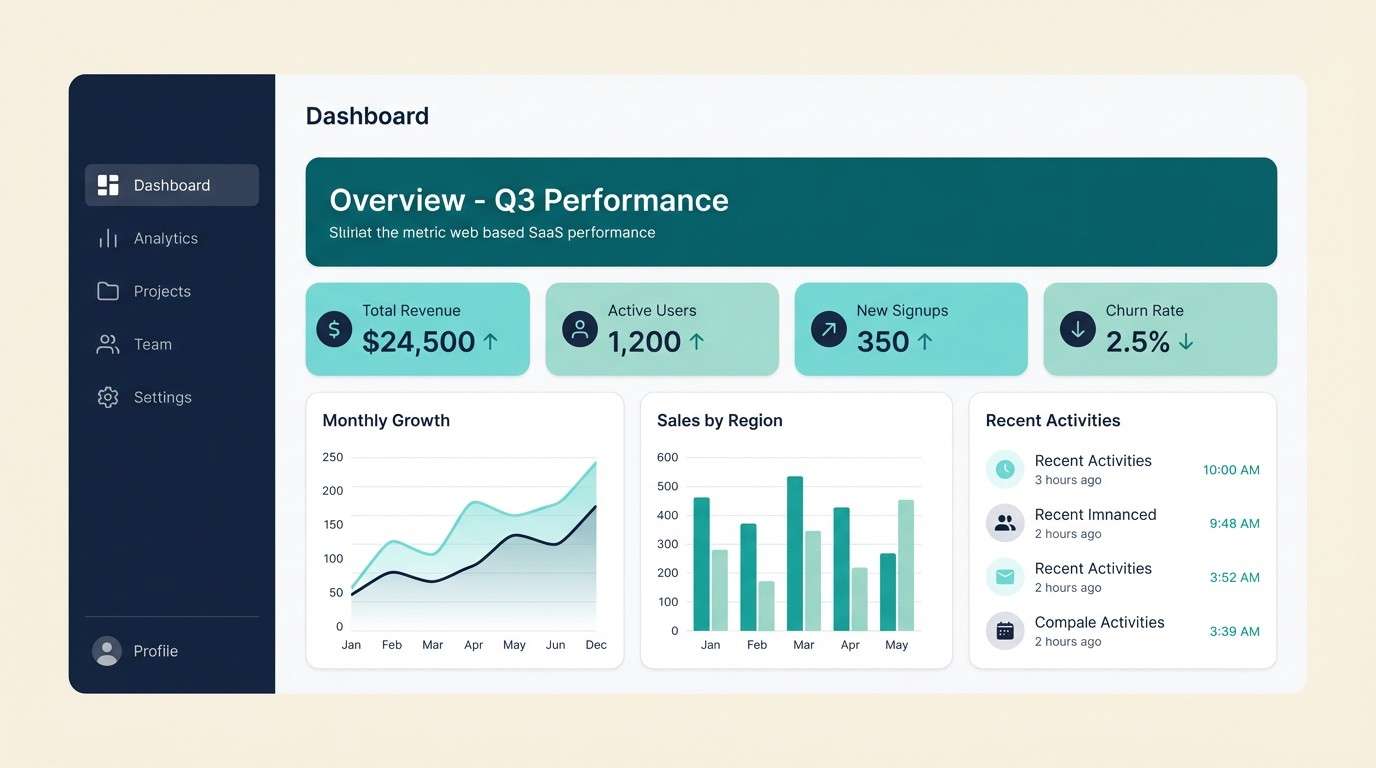 teal dashboard ui mockup