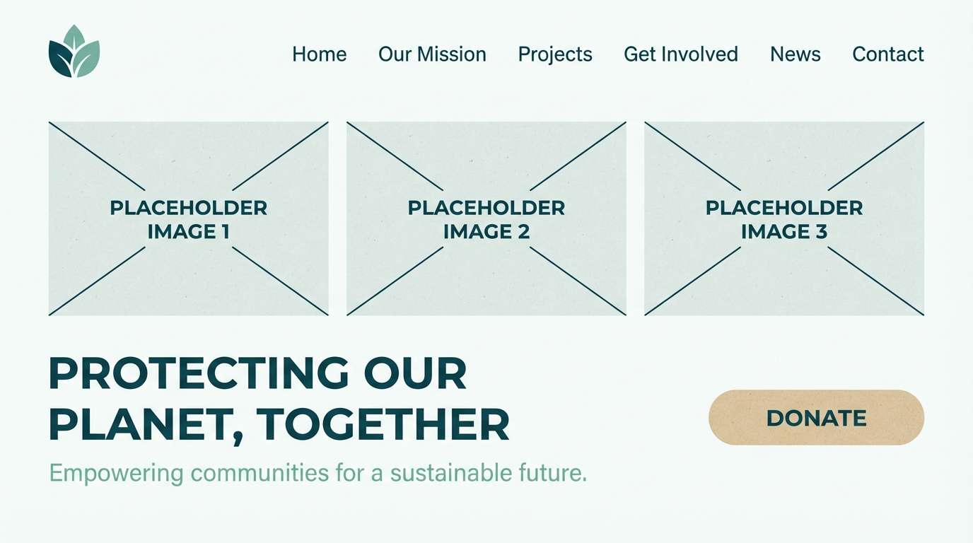 nonprofit homepage mockup