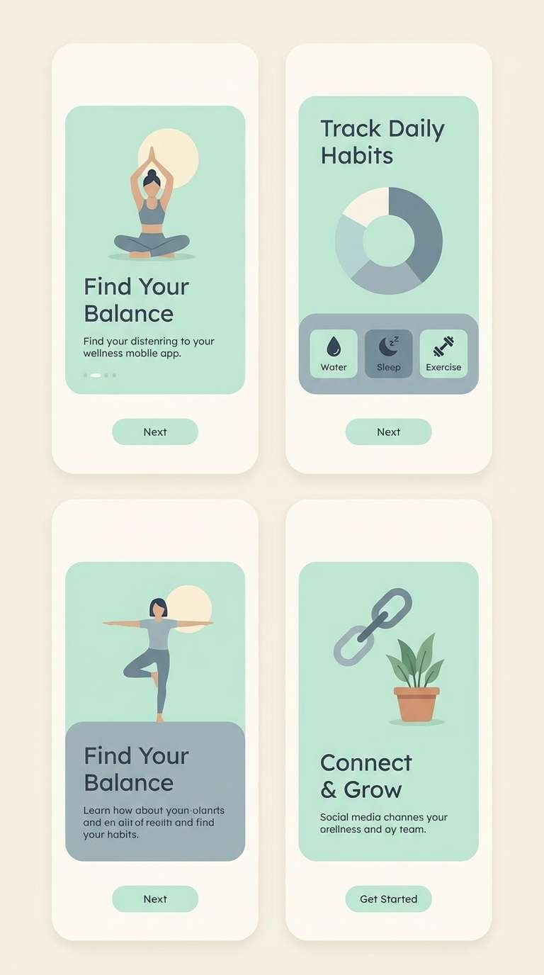 wellness onboarding screens
