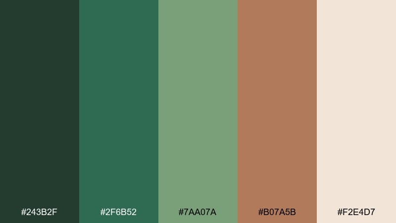 riverbank clay rainforest color palette with hex codes