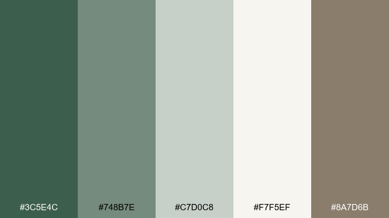 riverbank neutral fern color palette with hex codes