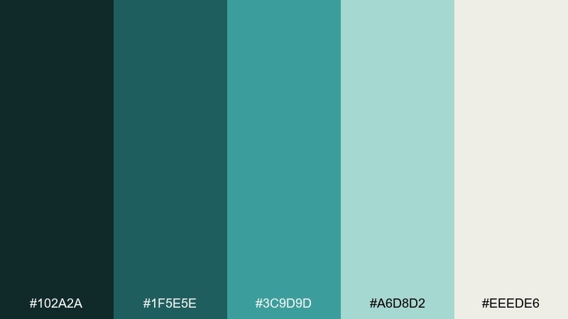 riverstone calm teal blue green color palette with hex codes
