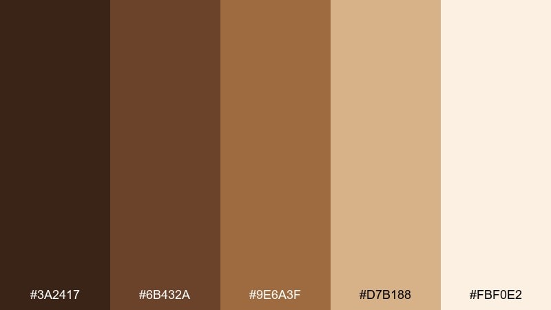 roasted almond coffee color palette with hex codes