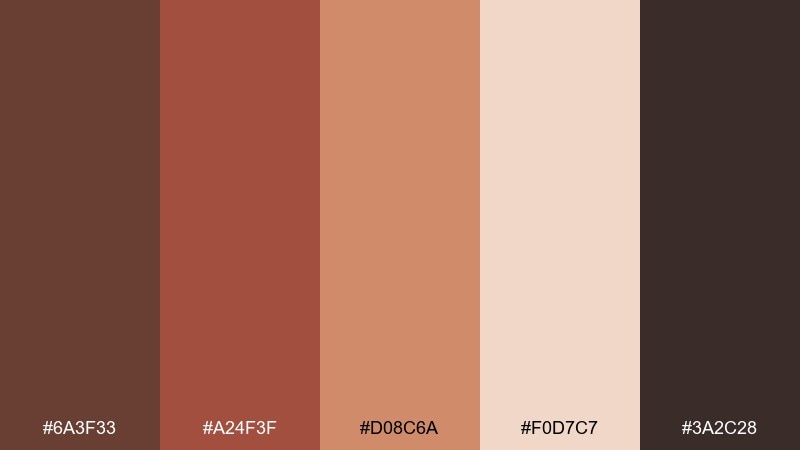 roasted clay coffee brown color palette with hex codes