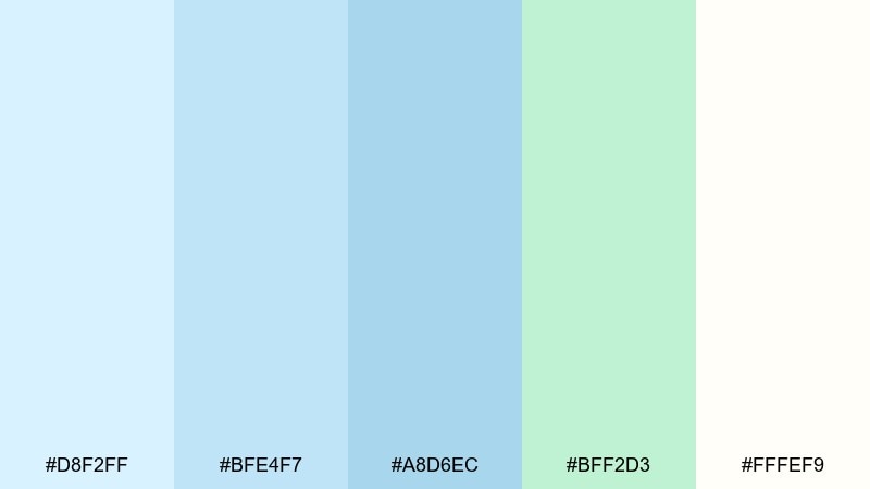 robin mint pastel blue green color palette with hex codes