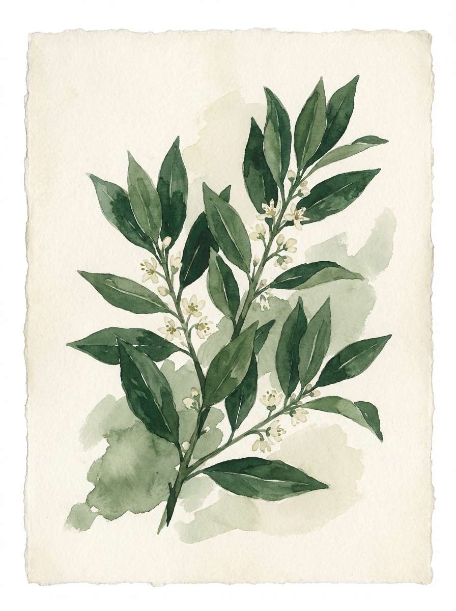 laurel watercolor botanical