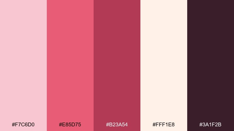 romantic blush love color palette with hex codes