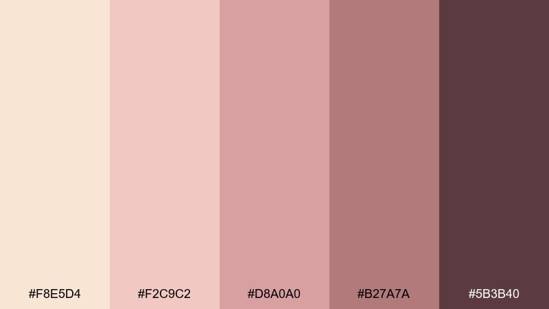 rosé beige champagne beige color palette with hex codes