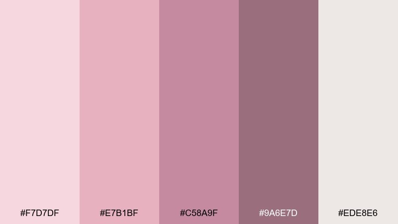 rosé quartz rose blush color palette with hex codes