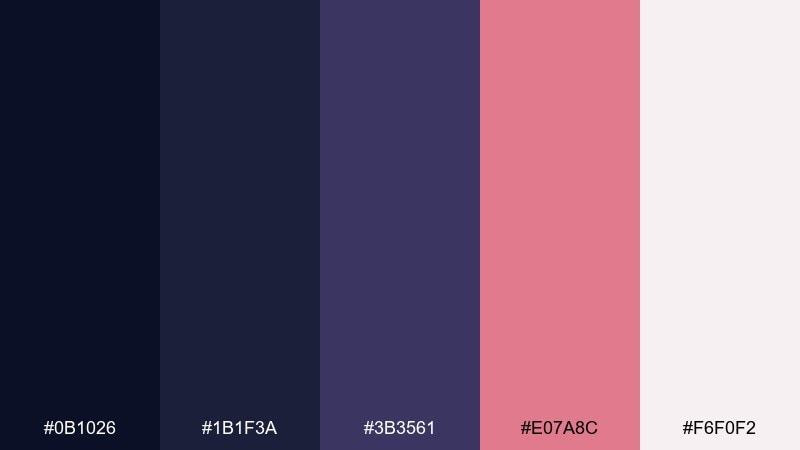 rose after dark color palette with hex codes