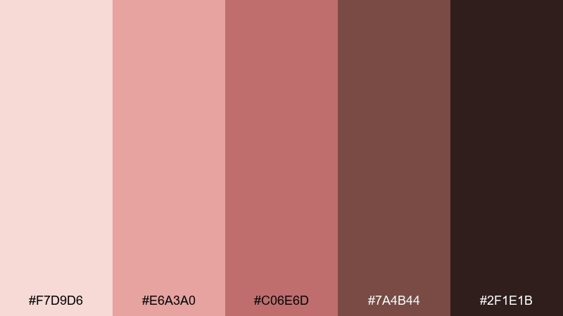 rose and cocoa comfort rose color palette with hex codes