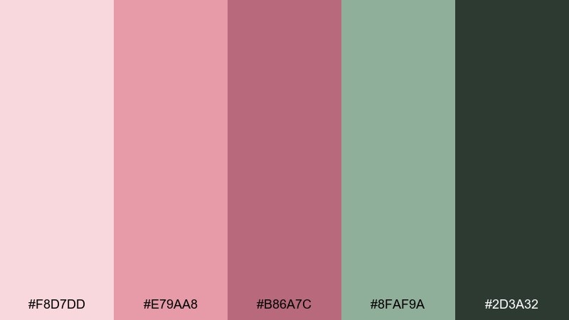rose and sage garden rose color palette with hex codes