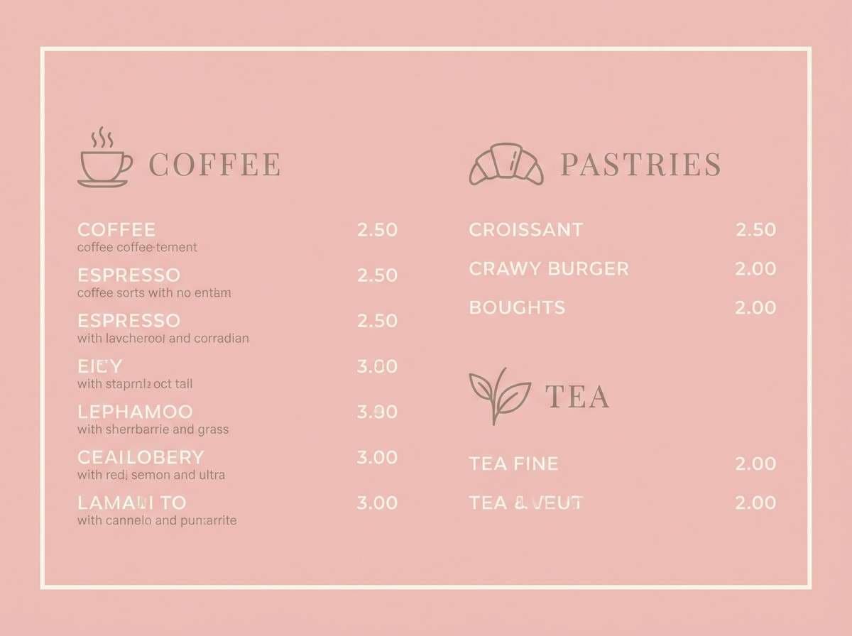 blush coffee menu layout