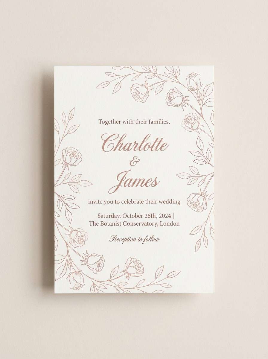 dusty rose wedding invite