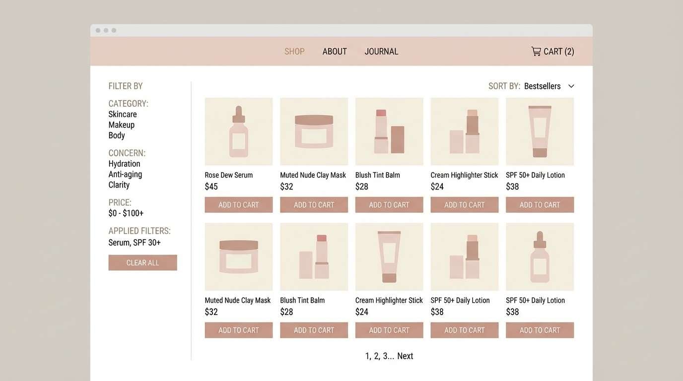 nude blush ecommerce ui
