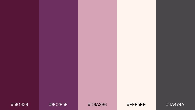 rose cellar editorial purple wine color palette with hex codes