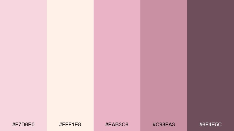 rose chantilly pink cream color palette with hex codes
