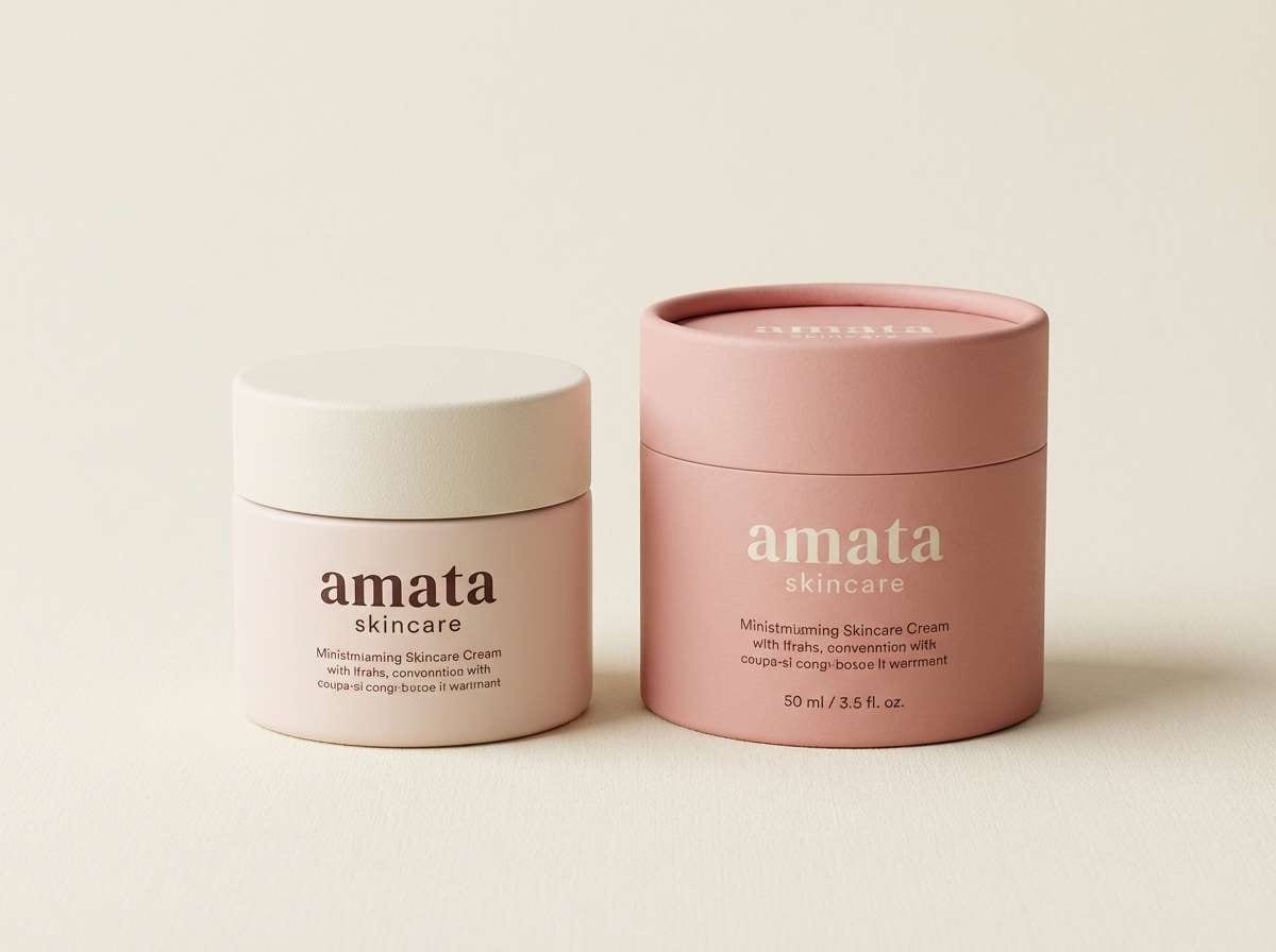 skincare packaging in blush tones