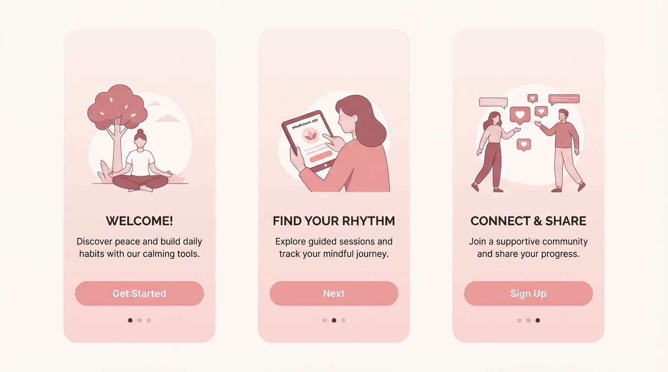 soft pink onboarding ui