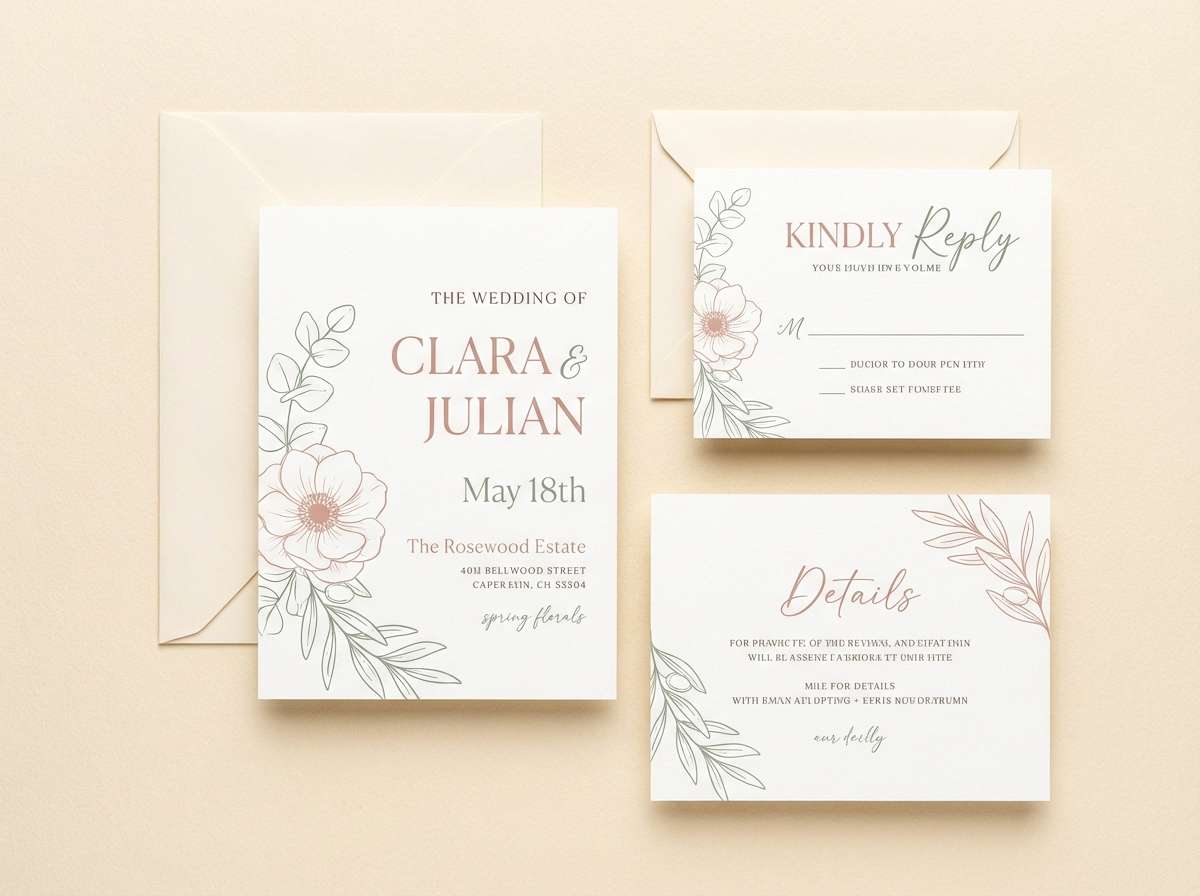 spring wedding invitation suite
