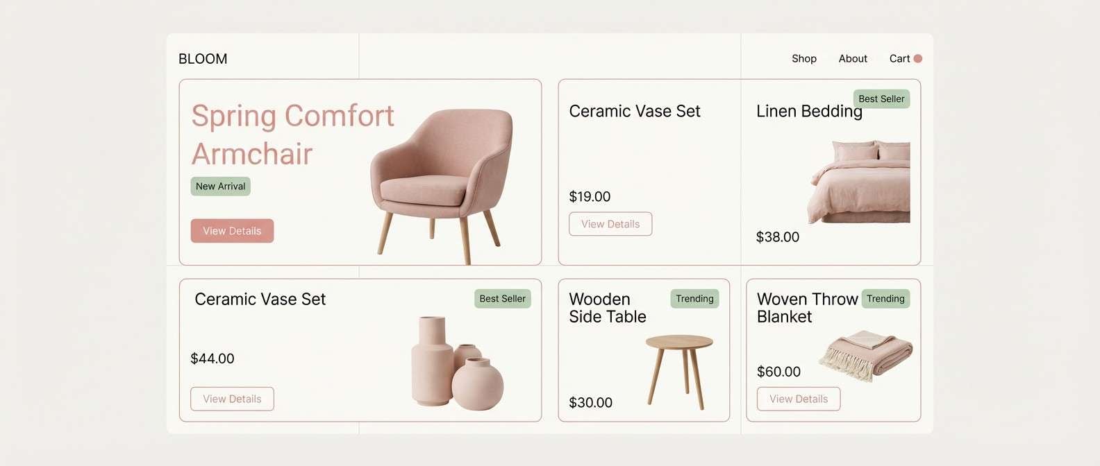 ecommerce landing page mockup