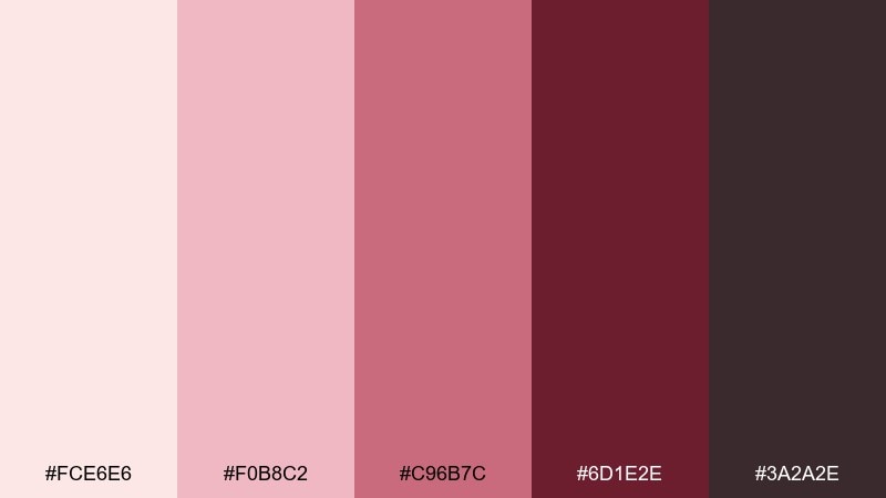 rose gold cabernet pink maroon color palette with hex codes