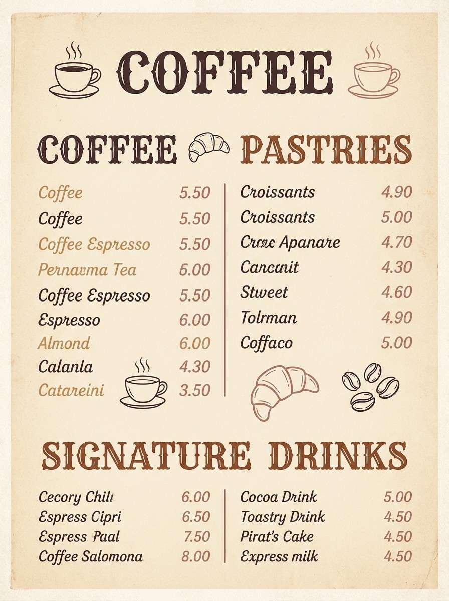 warm cafe menu poster