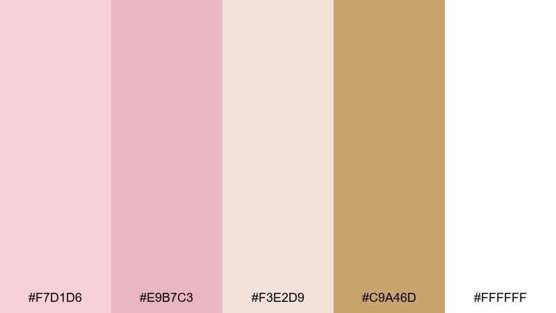 rose gold confetti baby shower color palette with hex codes