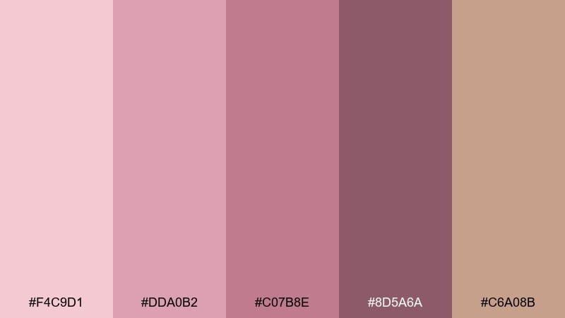 rose gold dusk rose blush color palette with hex codes