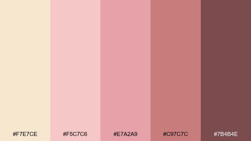 rose gold fizz color palette with hex codes