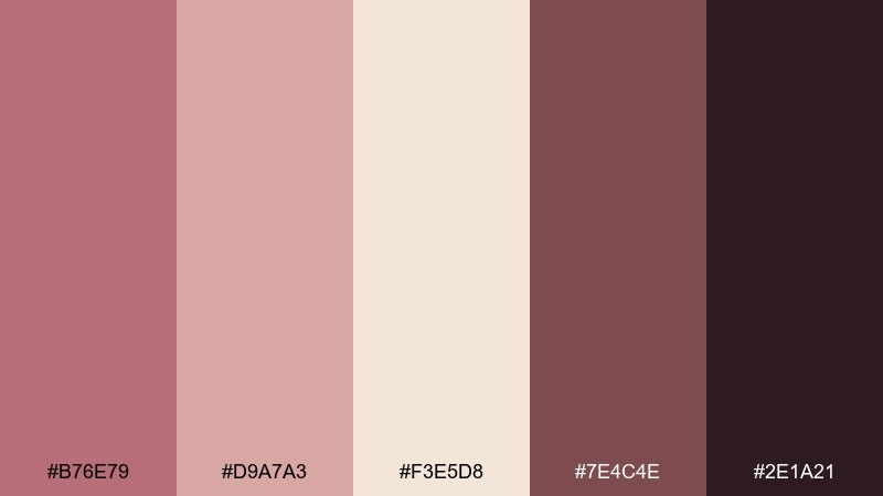 rose gold nightfall color palette with hex codes