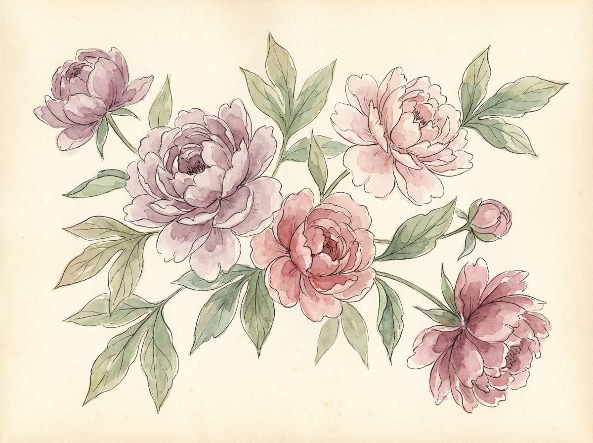 blush peony watercolor print