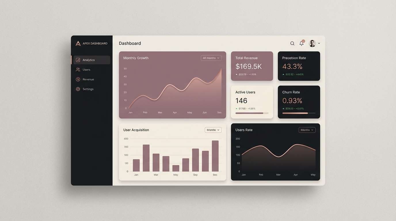 modern rose gold dashboard