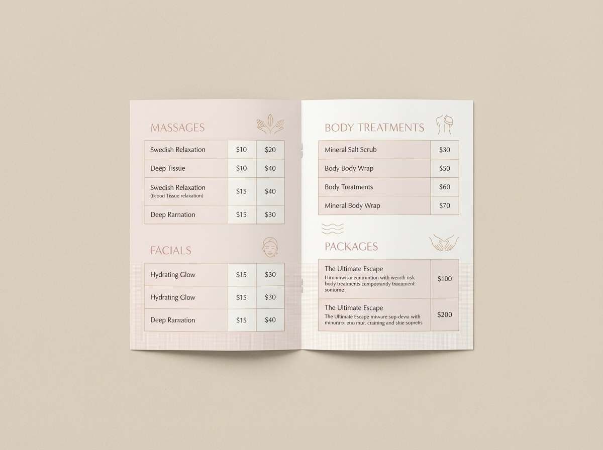 rosewater spa menu design