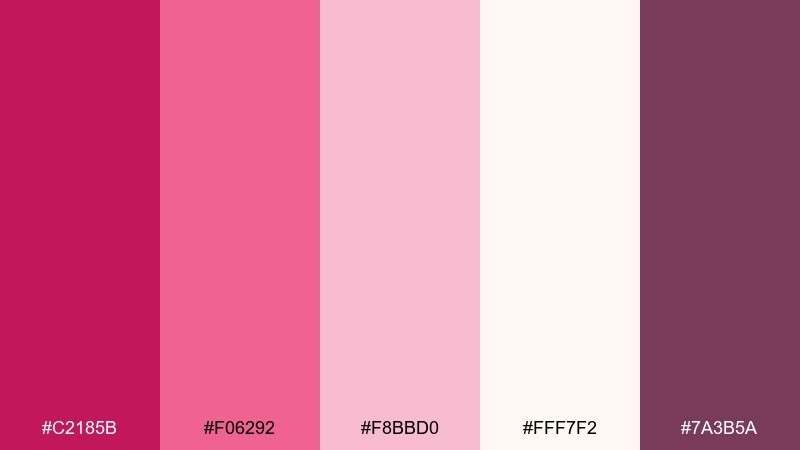 rose jam and cream raspberry pink color palette with hex codes