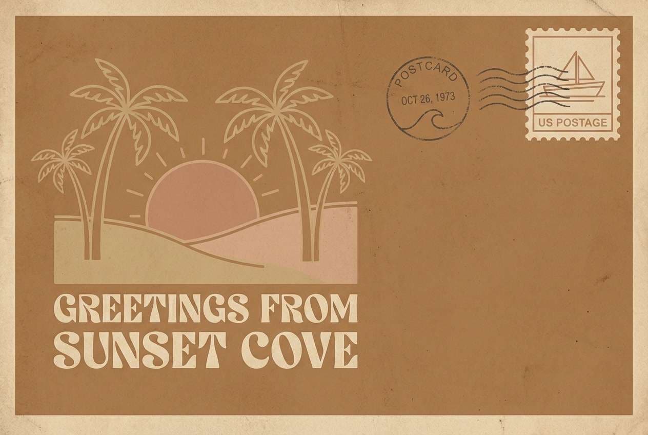 vintage rose postcard design