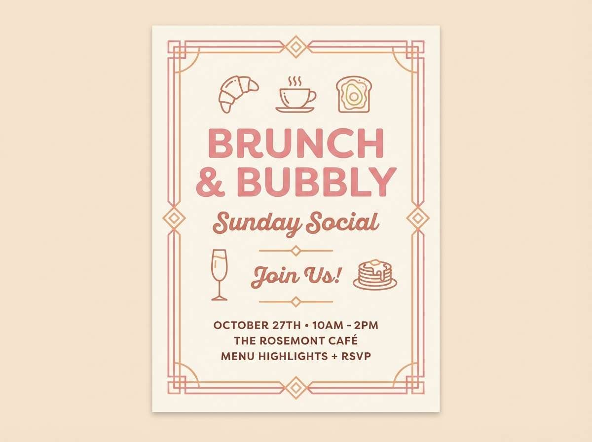 tea rose brunch flyer