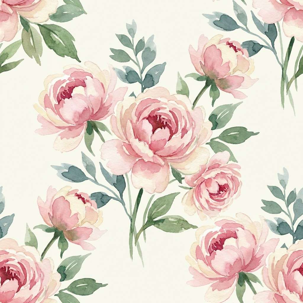 peony watercolor pattern