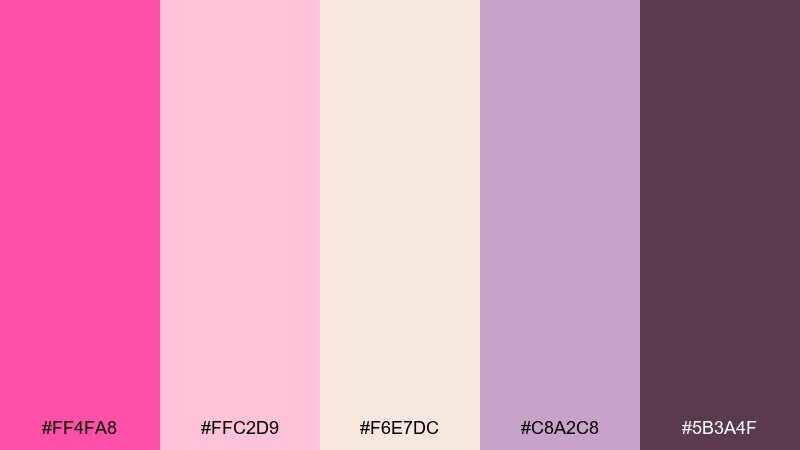 rose quartz latte fuchsia pink color palette with hex codes